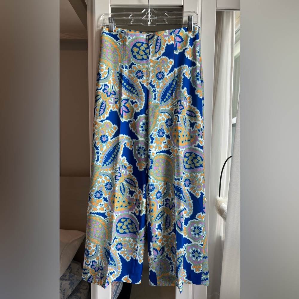Zara Silky Patterned wide-leg pants